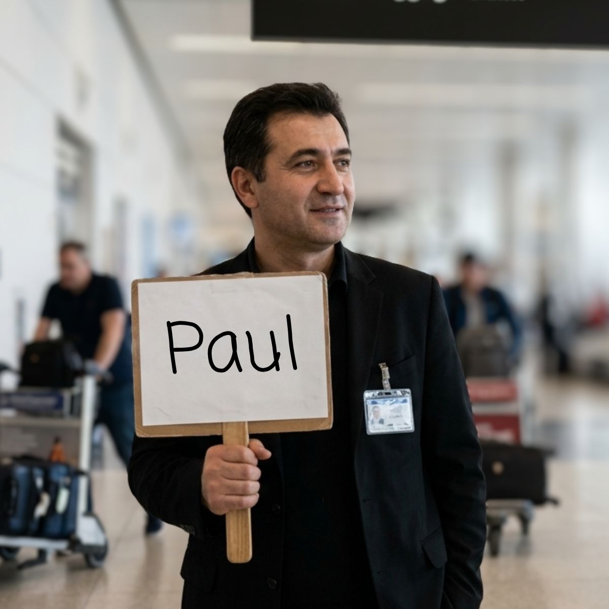 qrun-meet-and-greet-featured2 QRun driver holding name board in Bristol Airport arrivals hall for meet and greet service